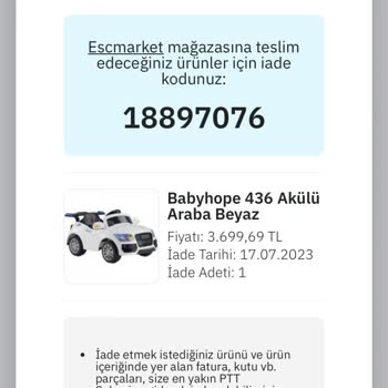 Epttavm Ürün İade Süreci