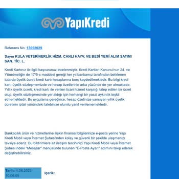 Yapı Kredi Bankası Business Worldcard Aidatı İptal Etmedi