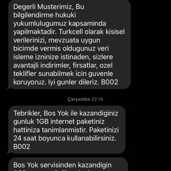 BİP Bos Yok 3 GB Yerine 1 GB Tanımlanıyor
