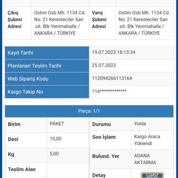 Sürat Kargo Üzerinden Gönderilen Kargonun Direk İadeye Düşmesi