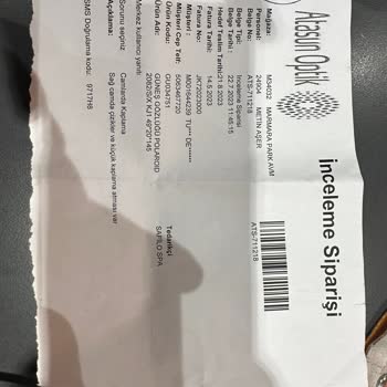 Atasun Optik Marmara Park Mağazası: Güneş Gözlüğü Sorunu