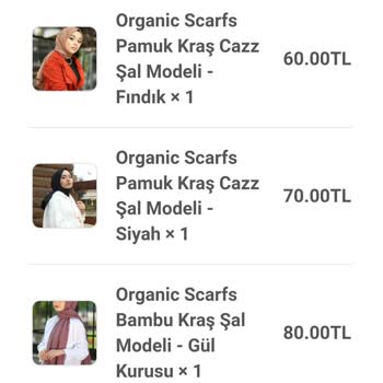 Organic Scarfs Sipariş İptali İstiyorum