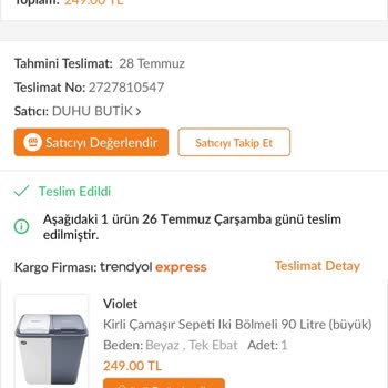 Trendyol Üzerinden Aldığım Çamaşır Sepeti Yerine Toka Yollandı