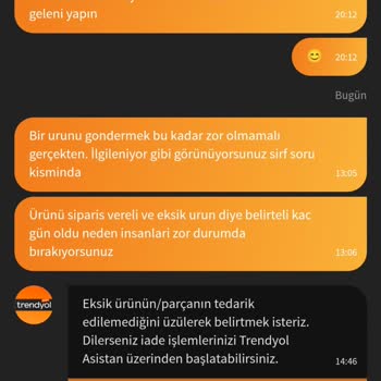 Trendyol Eksik Ürün Tedariği Yapılmadı