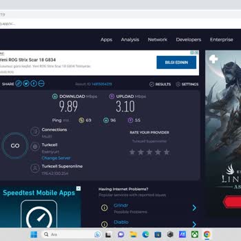 Turkcell TV Ve Superonline Televizyon Kutu Ve İnternet Download Upload