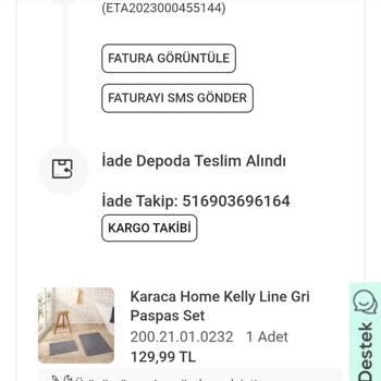 Karaca Züccaciye Karaca İade Ücreti Yatırılmadı