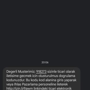 İhlas Ev Aletleri Alışveriş Yapmama Rağmen Gelen Mesajlar