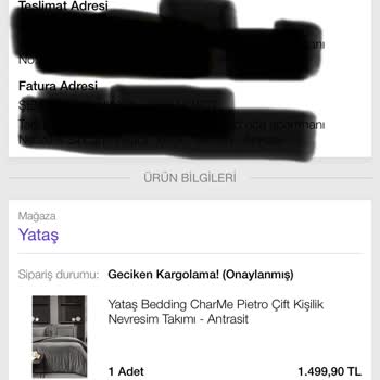 N11 Den Aldığım Satıcı Yataş'ın Ürünü Göndermemesi