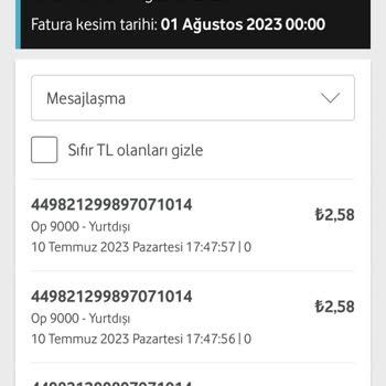 Vodafone Kullanım Dışı Ücret