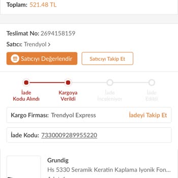 Trendyol Express İade Sürecimin Gereğinden Fazla Uzaması Ve Çözüm Bulunamaması