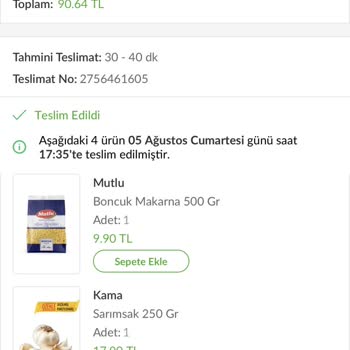 Trendyol Hızlı Market Yanlış Hatalı Ürün