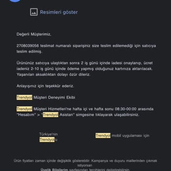 Trendyol İade Ücretim Yatmadı