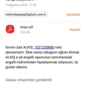 Digiturk İndirimbelge@digiturk.com.t.tr Adresine Attığım Belge