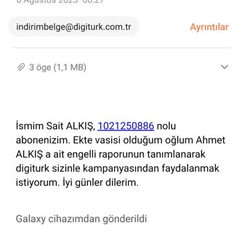 Digiturk İndirimbelge@digiturk.com.t.tr Adresine Attığım Belge