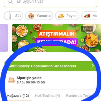 Hepsiburada Gros Market Siparişim Gelmedi