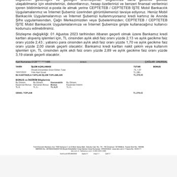 TEB Kredi Kartı Aidat