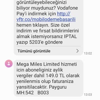 Mega Miles Aboneliğimin İptalini İstiyorum