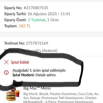 Trendyol'dan Yemek Siparişi Sorunu