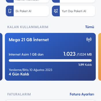 Turkcell Faturalı Hattımın İnternet Kullanımıyla İlgili Sorun