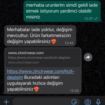 Zincirwear İade Hakkımı Kullanamıyorum