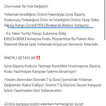 Zincirwear İade Hakkımı Kullanamıyorum