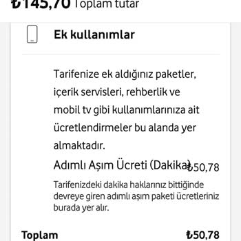 Vodafone Aşım Paketi Ücret İadesi