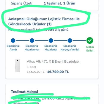 Carrefour SA Hasarlı Dolap Gönderimi Ve Olumsuz İade Ve Değişim İle Sonuçlanması
