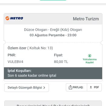 Metro Turizm Düzce Şubesi Metro Çalışanı