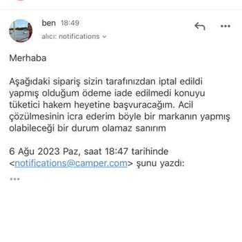Camper Göndermedikleri Ürünlerin Para İadesi