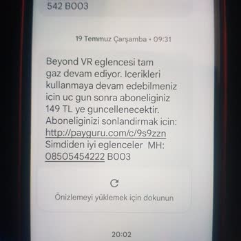 Beyond VR Otomatik Abonelik Sonucu 125 TL Faturama Yansıdı