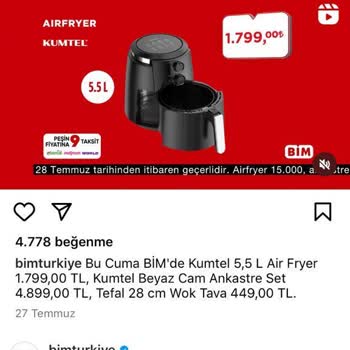BİM Kumtel Airfry Katalog Hatası