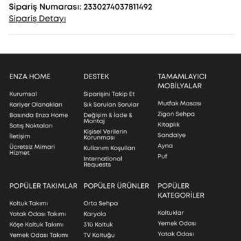 Enza Home Mobilyalarımızı Teslim Etmedi