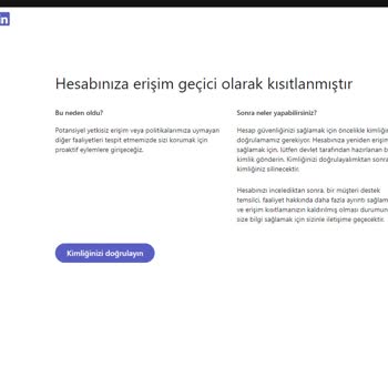 Linkedin Hesap Kısıtlaması Ve Doğrulama Yapılmaması