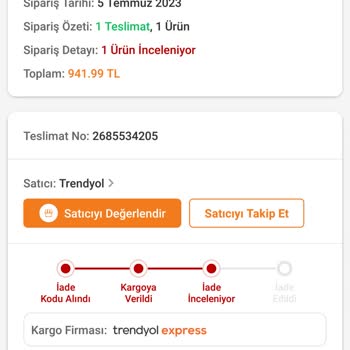 Trendyol Sipariş İadesi Sonuçlanmıyor