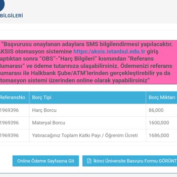 İstanbul Üniversitesi Açıköğretim Fakültesi Harç Ücreti
