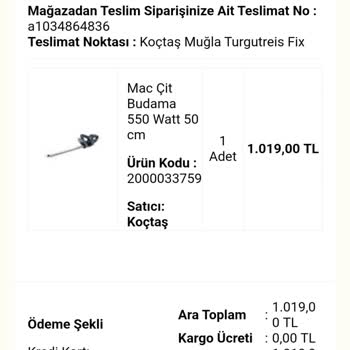 Koçtaş Online Satış Ve Kargo Sorumsuzluğu