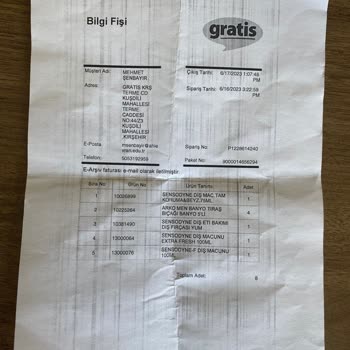 Gratis'den Eksik Ürün Gönderilmesi