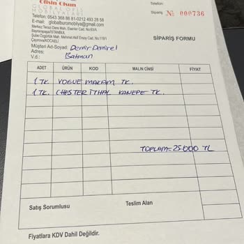 Global Ofis Mobilyaları Mobilya Kırık Ve Yırtık Ve Firma Sorumsuzluğu