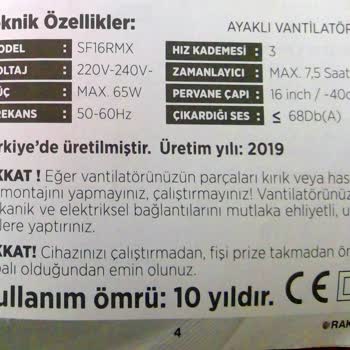 Raks Vantilatör Ayak Tablası Kırıldı
