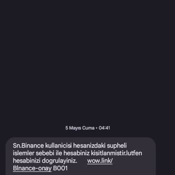 Binance Alakam Olmayan Kurumlardan Gelen SMS