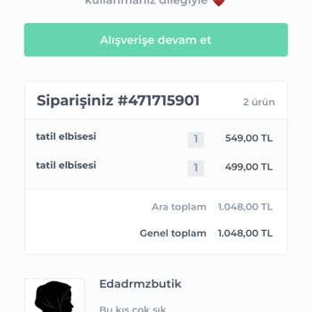 Edadrmzbutik Instagram Sayfası Hakkında Şikayet