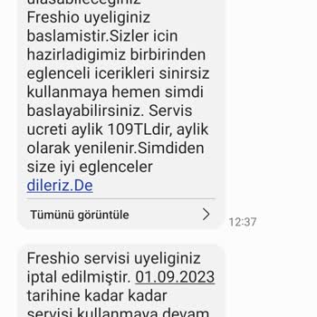Freshio Fun Adlı Servisten Habersiz Başlatılan Üyelik Ücret İadesi