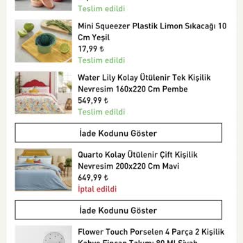 English Home Aldığım Ürünler Kargoya Verilmemiş