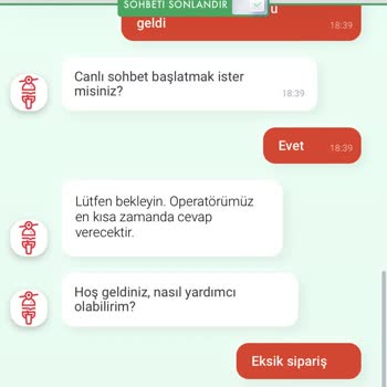 Tıkla Gelsin Eksik Sipariş Ve İlgisiz Canlı Destek. Para İadesi Yapılmıyor