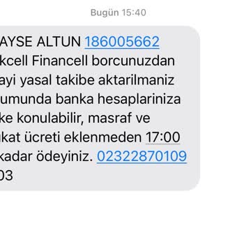 Financell (Turkcell Finansman) Turkcell Financell Bilgilendirme Hatası