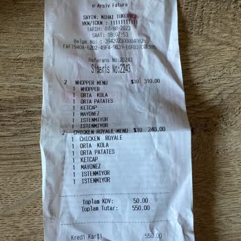 Dilovası Oksijen AVM Burger King Eksik Ürün
