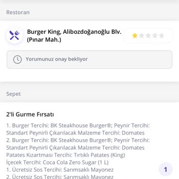 Burger King Adana Pınar Mahallesi Siparişlerimi Önemsemiyor