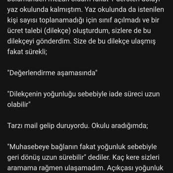 Haliç Üniversitesi Okulumun Yaz Okulu Ders Ücretinin İadesini Yapmaması