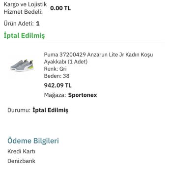 Sportonex Sorumsuz Mağaza Ürünü Göndermedi