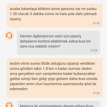 Trendyol Yemek Trendyol'da 1.8KM İçin 90DK Bekletilip Sonra İptal Edilen Yemek.